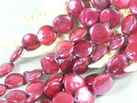 dark red 12mm center drilled coin freshwater pearl strand