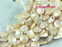 pink 12mm center drilled coin freshwater pearl strand