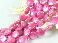 peach red 12mm center drilled coin freshwater pearl strand