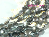 chocolate 12mm center drilled coin freshwater pearl strand