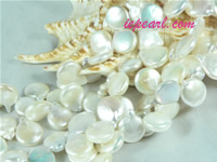 ivory white 12mm side drilled coin freshwater pearl strand