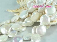 ivory white 15mm center drilled coin freshwater pearl strand