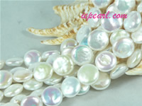 ivory white 12mm center drilled coin freshwater pearl strand
