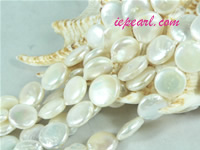 ivory white 12mm center drilled coin freshwater pearl strand