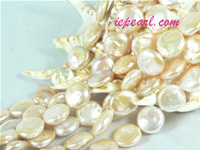 pink 12mm center drilled coin freshwater pearl strand