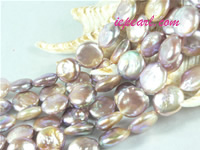 purple 12mm center drilled coin freshwater pearl strand