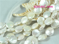 ivory white 12mm center drilled coin freshwater pearl strand