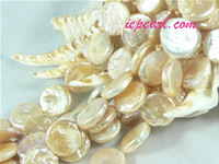 pink 12mm center drilled coin freshwater pearl strand