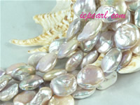 purple 12mm center drilled coin freshwater pearl strand