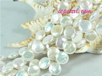 ivory white 10mm center drilled coin freshwater pearl strand