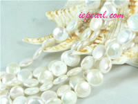 ivory white 10mm center drilled coin freshwater pearl strand