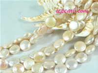 pink 10mm center drilled coin freshwater pearl strand