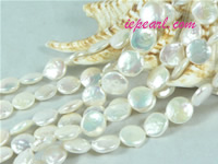 natural white 10mm center drilled coin freshwater pearl strand