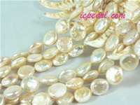 pink 10mm center drilled coin freshwater pearl strand