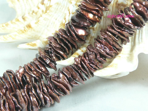 iron red 12mm center drilled Keishi freshwater pearl strand
