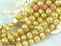 dark yellow 7-8mm smooth on both sides freshwater pearl strand