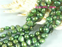 dark green 6-7mm nugget freshwater pearl strand