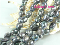 black 9-10mm nugget freshwater pearl strand