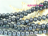 black 7-8mm potato freshwater pearl strand