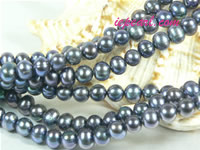 peacock blue 6-7mm potato freshwater pearl strand