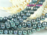 peacock green 6-7mm potato freshwater pearl strand
