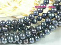 peacock blue 5-6mm potato freshwater pearl strand