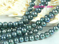 peacock green 5-6mm potato freshwater pearl strand