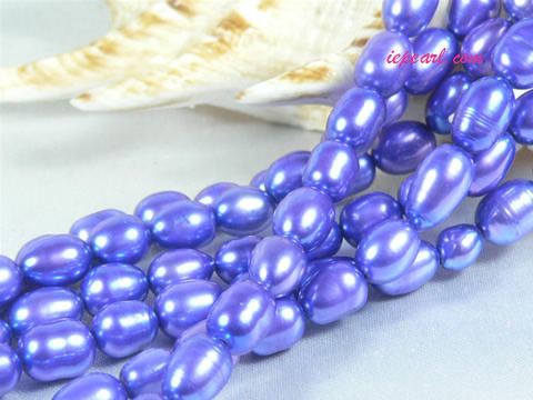 dark blue 6-7mm rice freshwater pearl strand