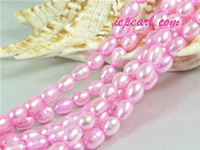 peach red 6-7mm rice freshwater pearl strand