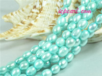 blue 6-7mm rice freshwater pearl strand