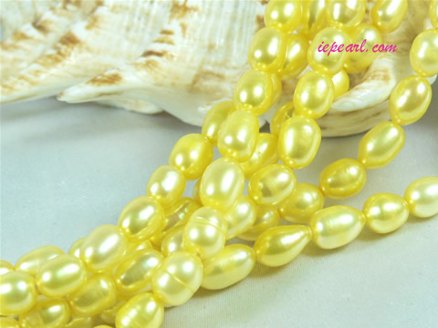golden 6-7mm rice freshwater pearl strand