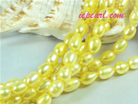 golden 6-7mm rice freshwater pearl strand