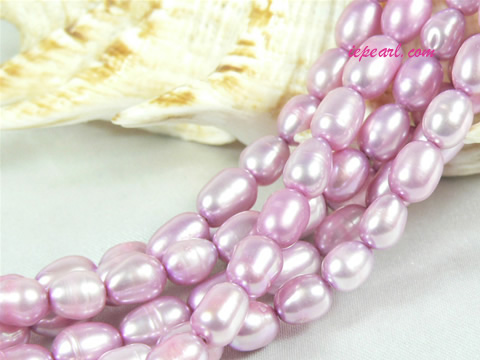 purple 6-7mm rice freshwater pearl strand