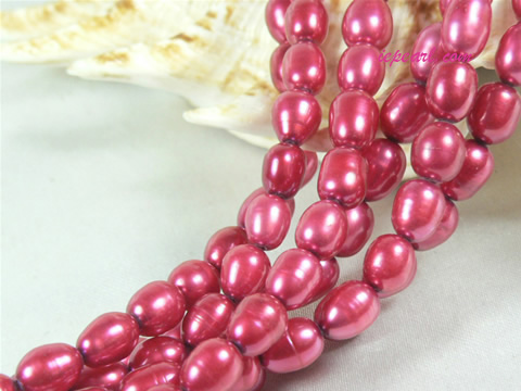 dark red 6-7mm rice freshwater pearl strand