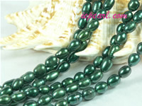 dark green 6-7mm rice freshwater pearl strand