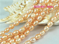 orange 6-7mm rice freshwater pearl strand