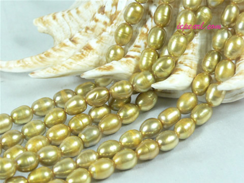 khaki 6-7mm rice freshwater pearl strand
