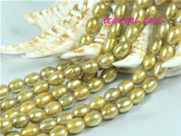 khaki 6-7mm rice freshwater pearl strand