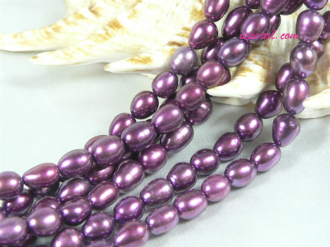 amaranth 6-7mm rice freshwater pearl strand