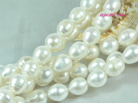 natural white 10-11mm rice freshwater pearl strand