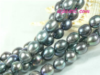 peacock green 10-11mm rice freshwater pearl strand