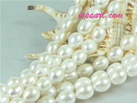 natural white 9-10mm rice freshwater pearl strand