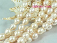 pink 9-10mm rice freshwater pearl strand
