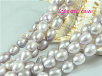 purple 9-10mm rice freshwater pearl strand