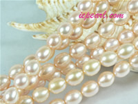 pink 8-9mm rice freshwater pearl strand