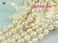 romantic pink 8-9mm rice freshwater pearl strand