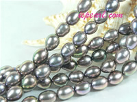 peacock blue 8-9mm rice freshwater pearl strand