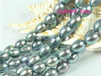 peacock green 8-9mm rice freshwater pearl strand