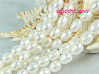 snow-white 7-8mm rice freshwater pearl strand
