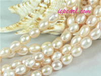 pink 7-8mm rice freshwater pearl strand